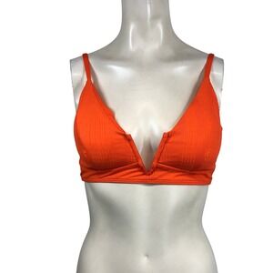 L*Space Ribbed V-Wire Bikini Top Orange DD Cup Strappy Back New With Tags